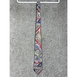 Johnny Carson Abstract Watercolor Geometric Polyester Mens Pointed‎ Tie USA Made